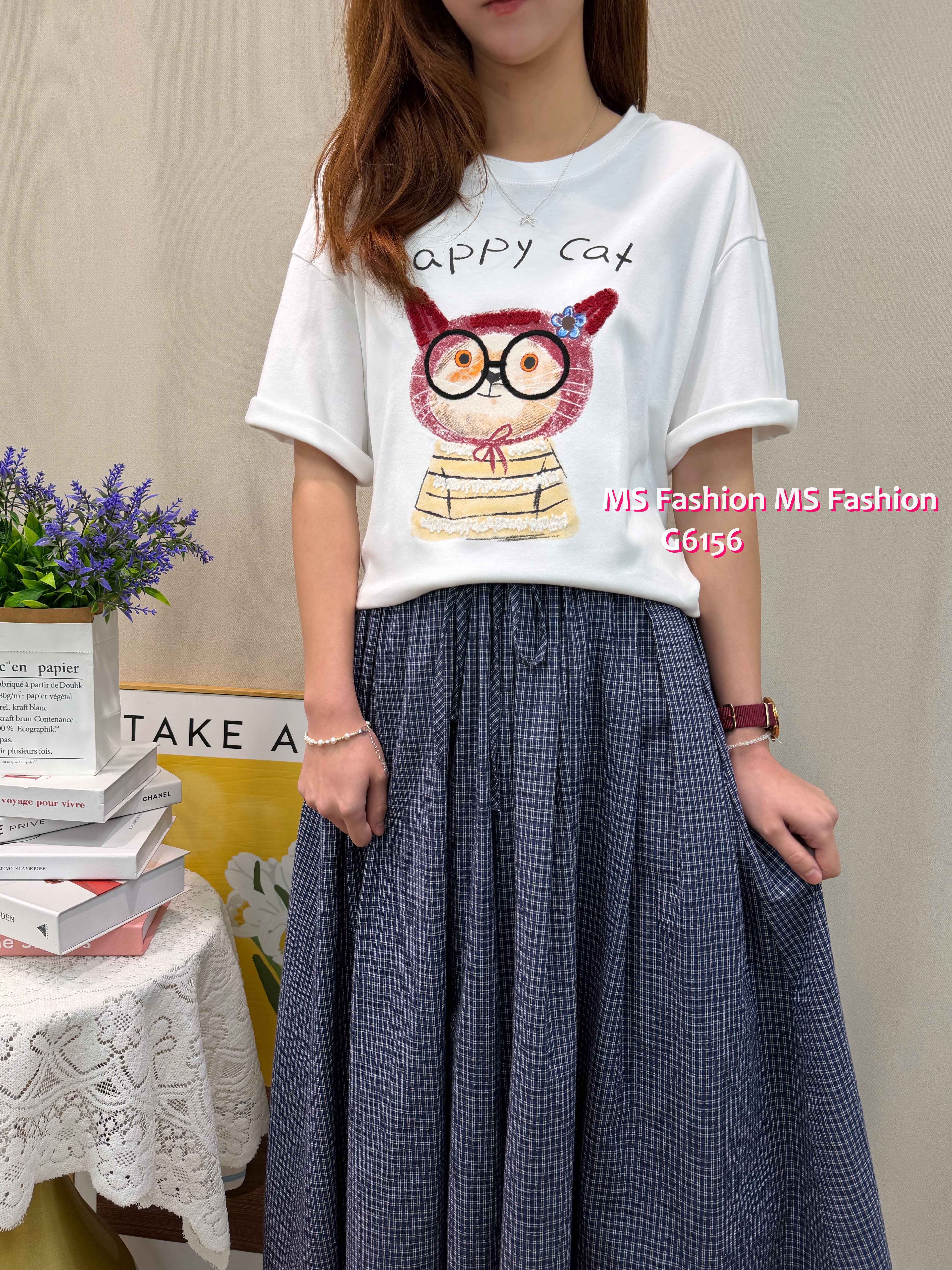 G6156 韓國🇰🇷可愛四眼貓top