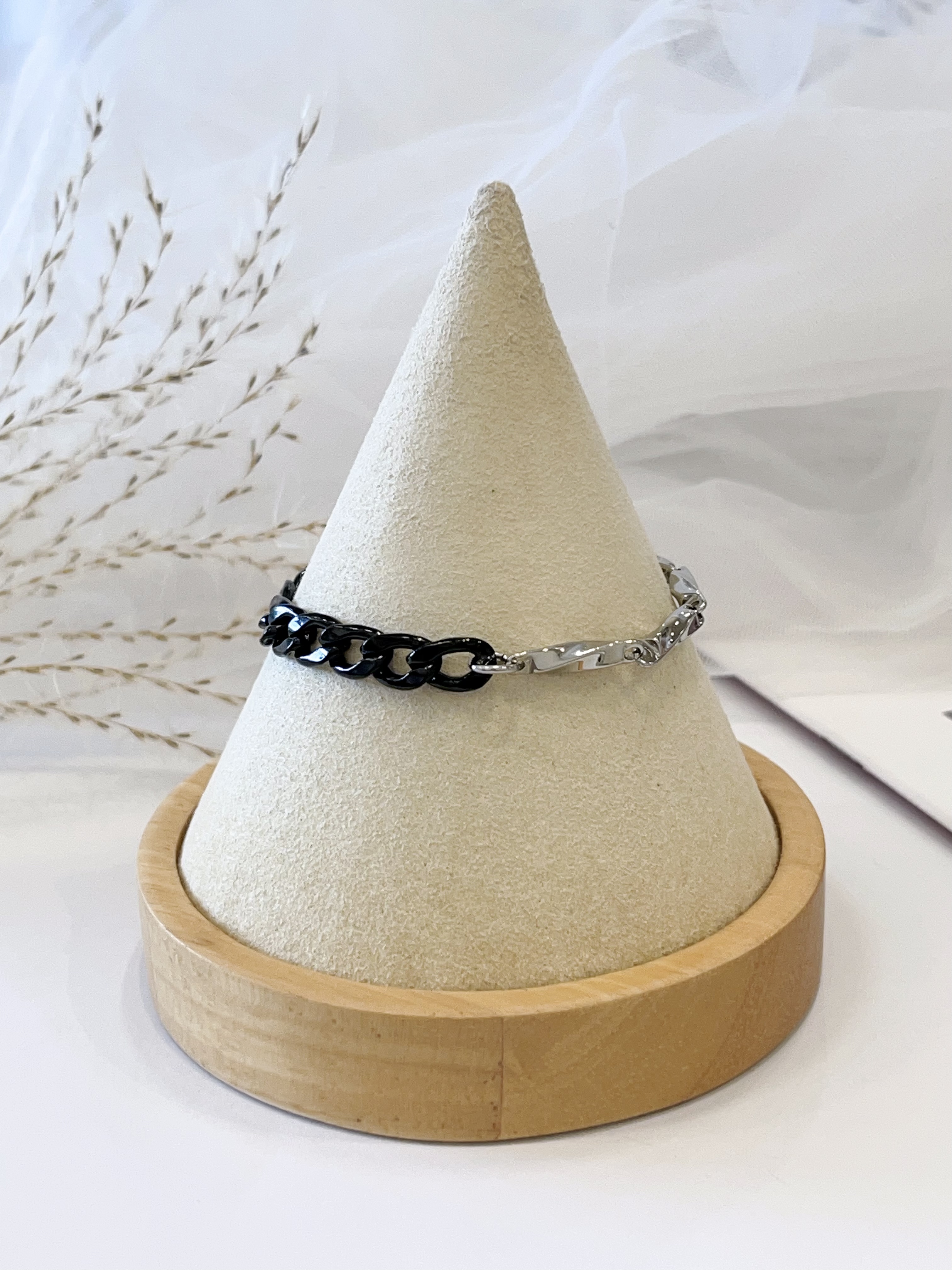 双设计纯链钛钢手链