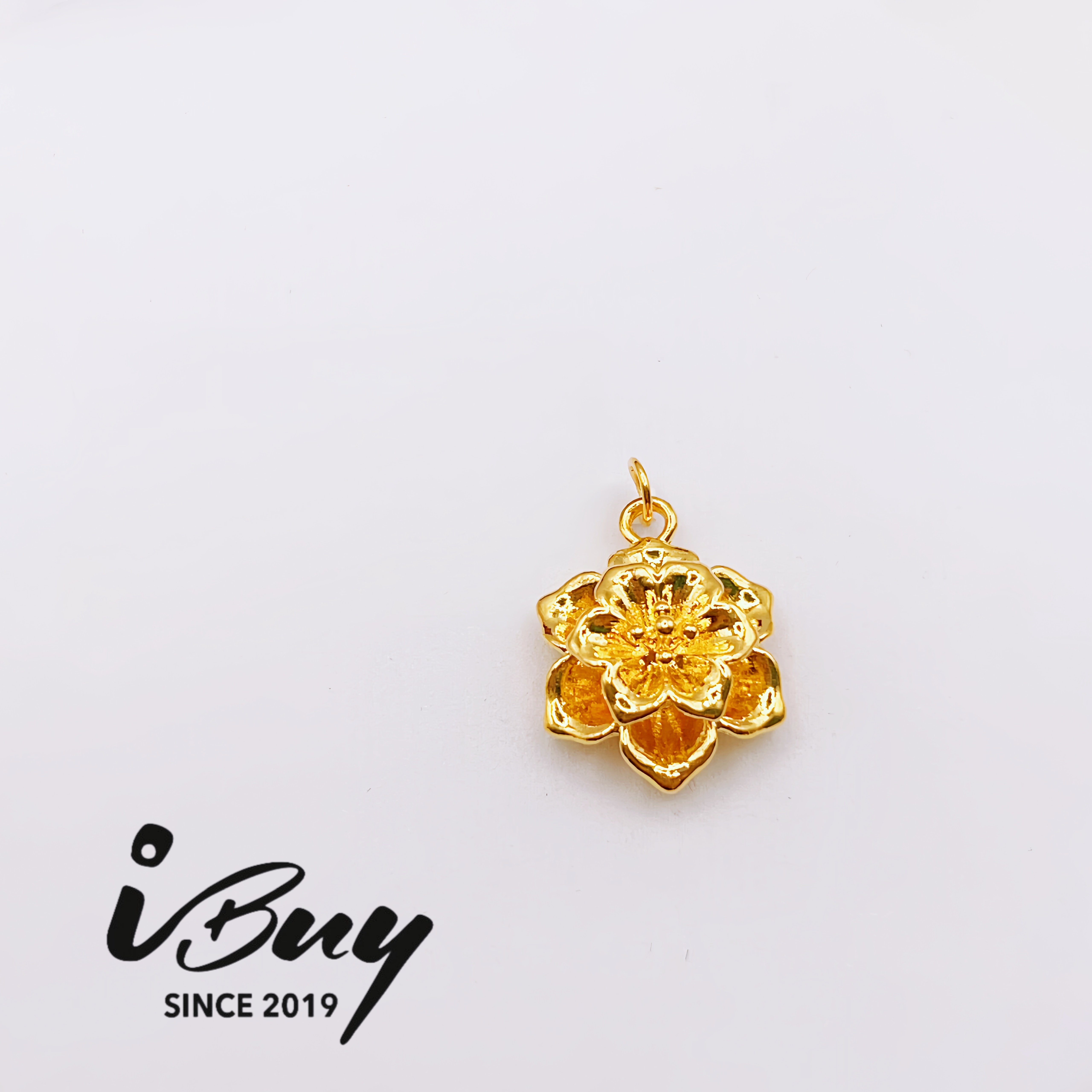 999 GOLD 3D PEONY FLOWER PENDANT 999 金 3D牡丹花吊坠