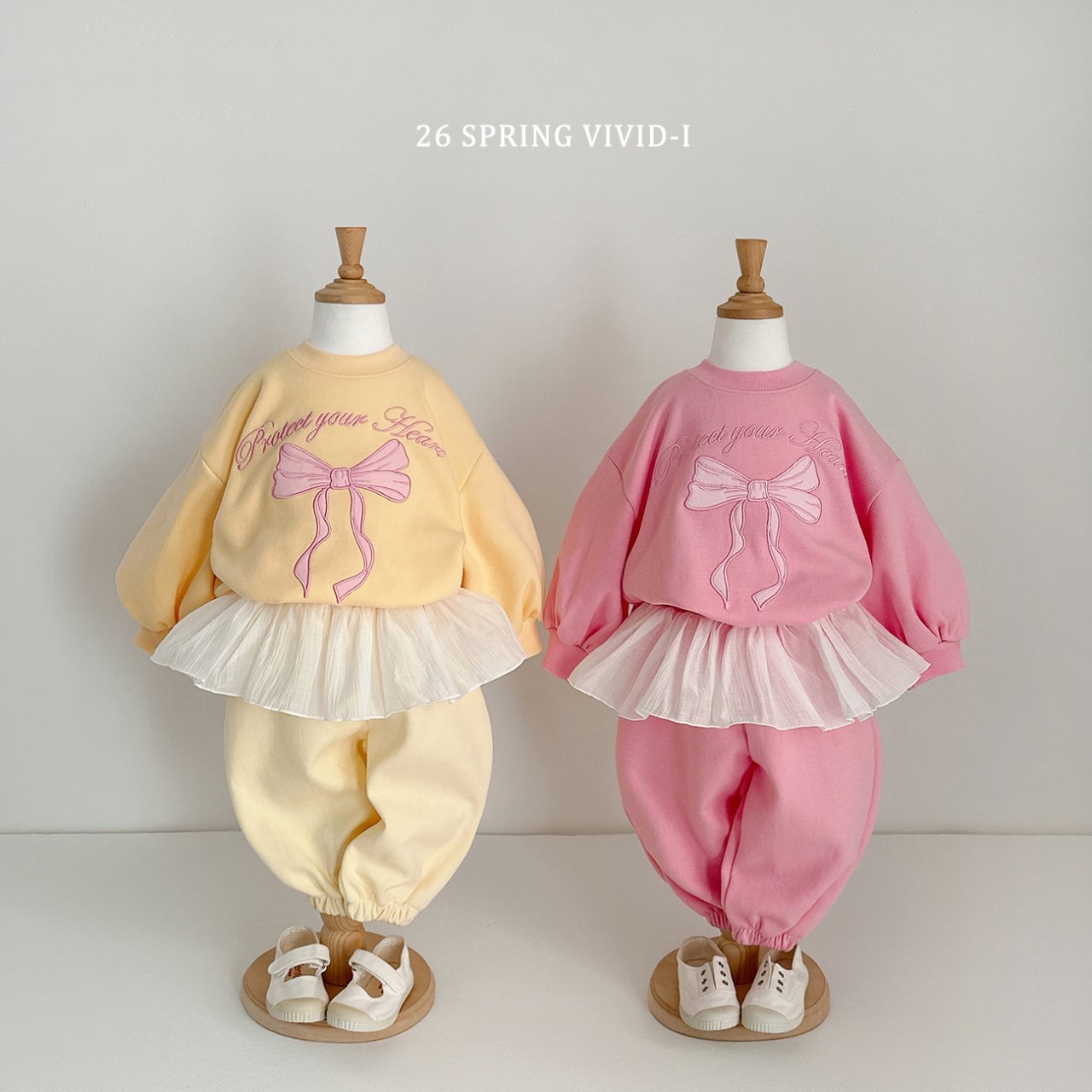 🌸預訂 韓國直送🌸🇰🇷VIVIDI四色絲帶刺繡泡泡袖喇叭褲上下套裝