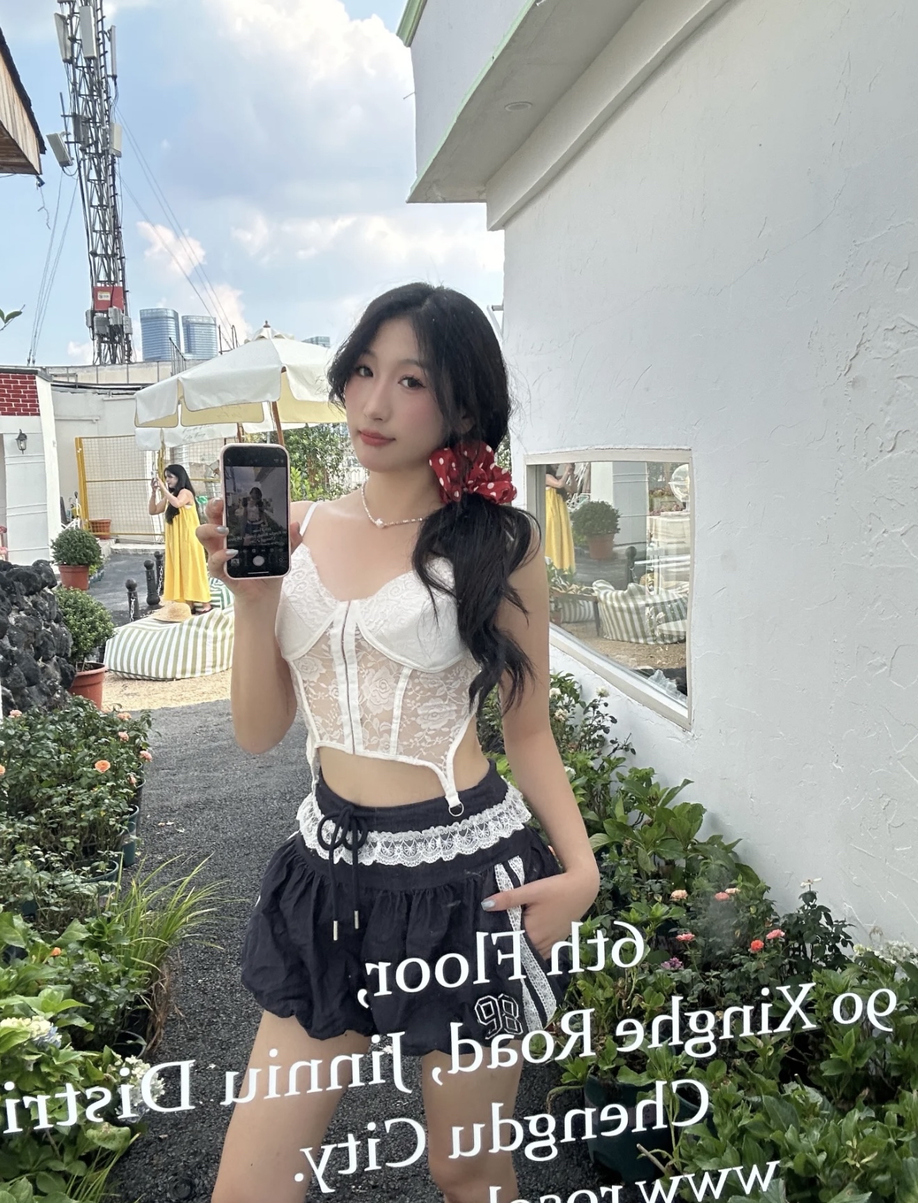 PT214美式蕾丝花苞裤