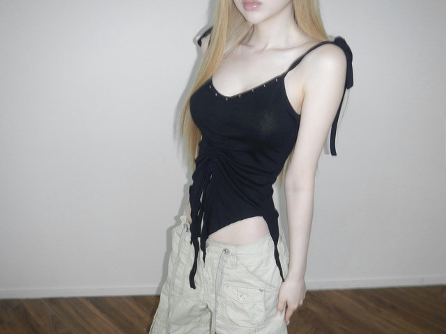 V-Neck Studded Ruched Crop Top