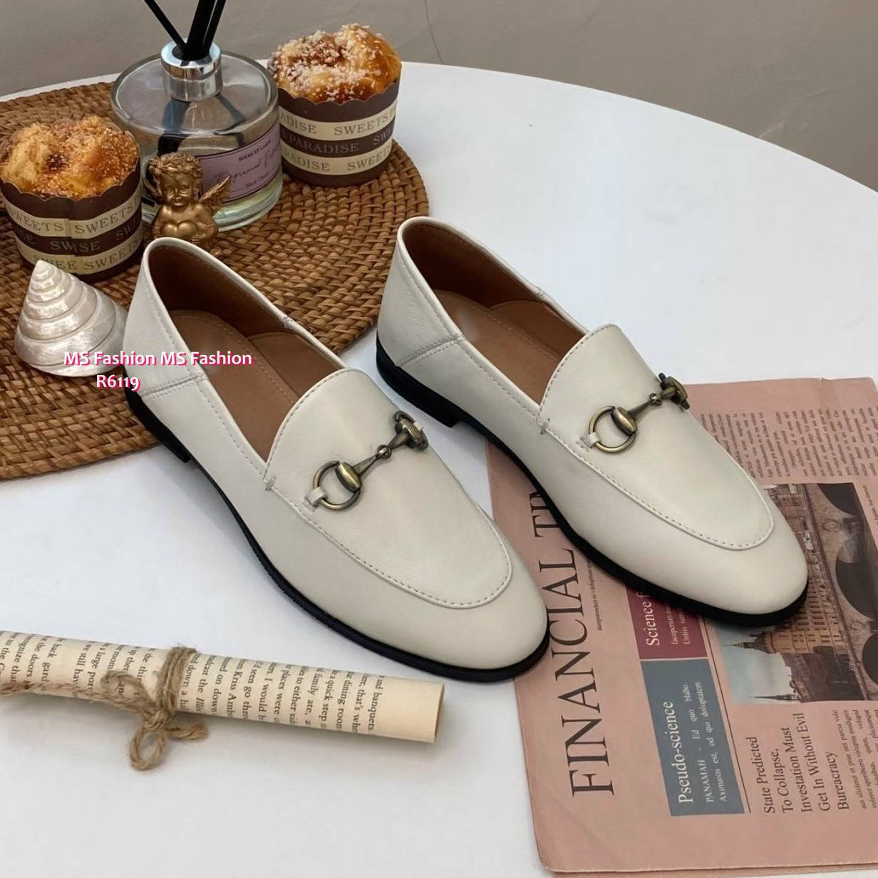 R6119 韓國🇰🇷古銅金扣真皮loafer鞋