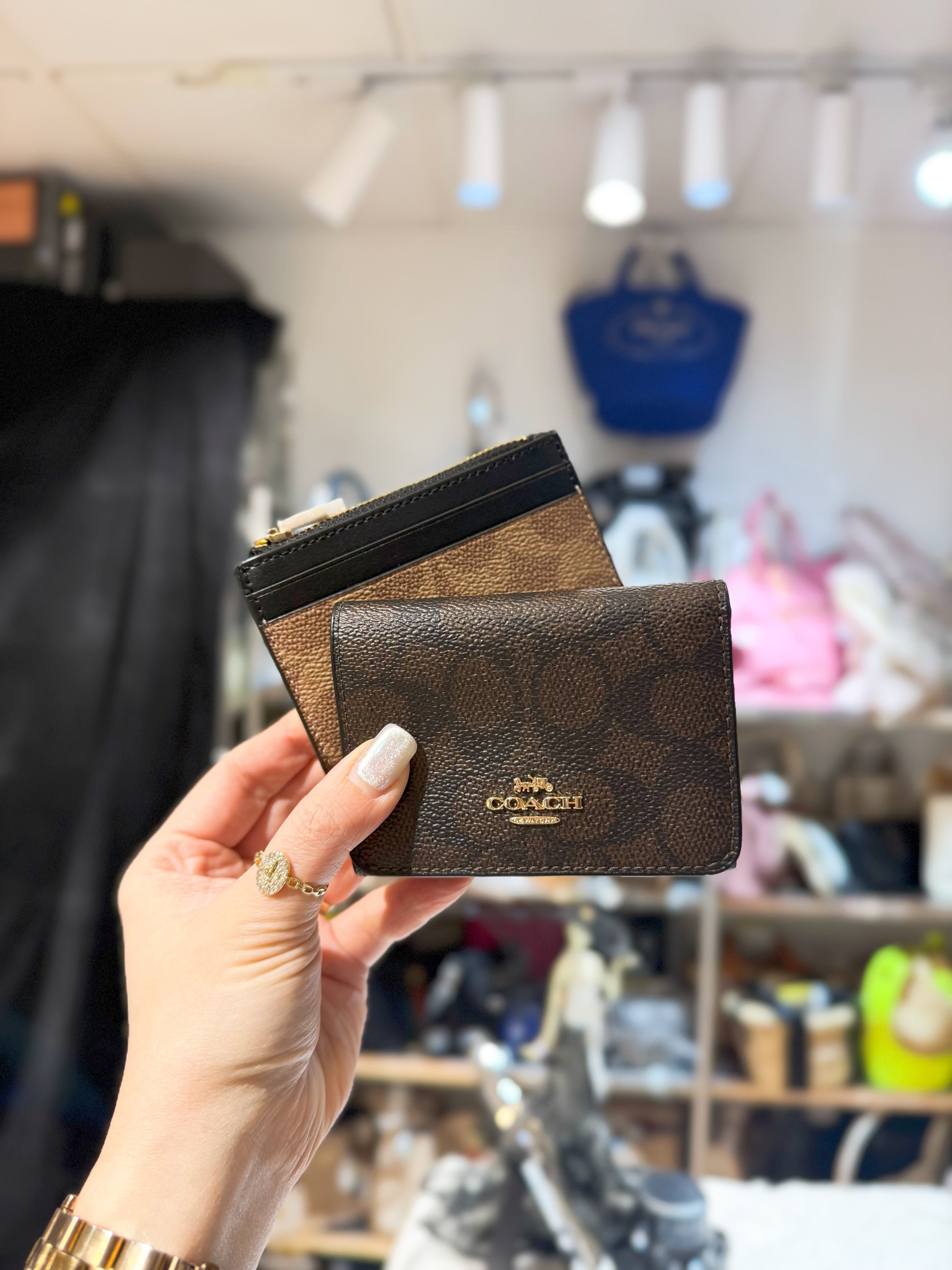 Coach card holder wallet dark/m/logo/m