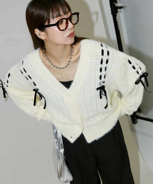 蝴蝶結綁帶針織外套