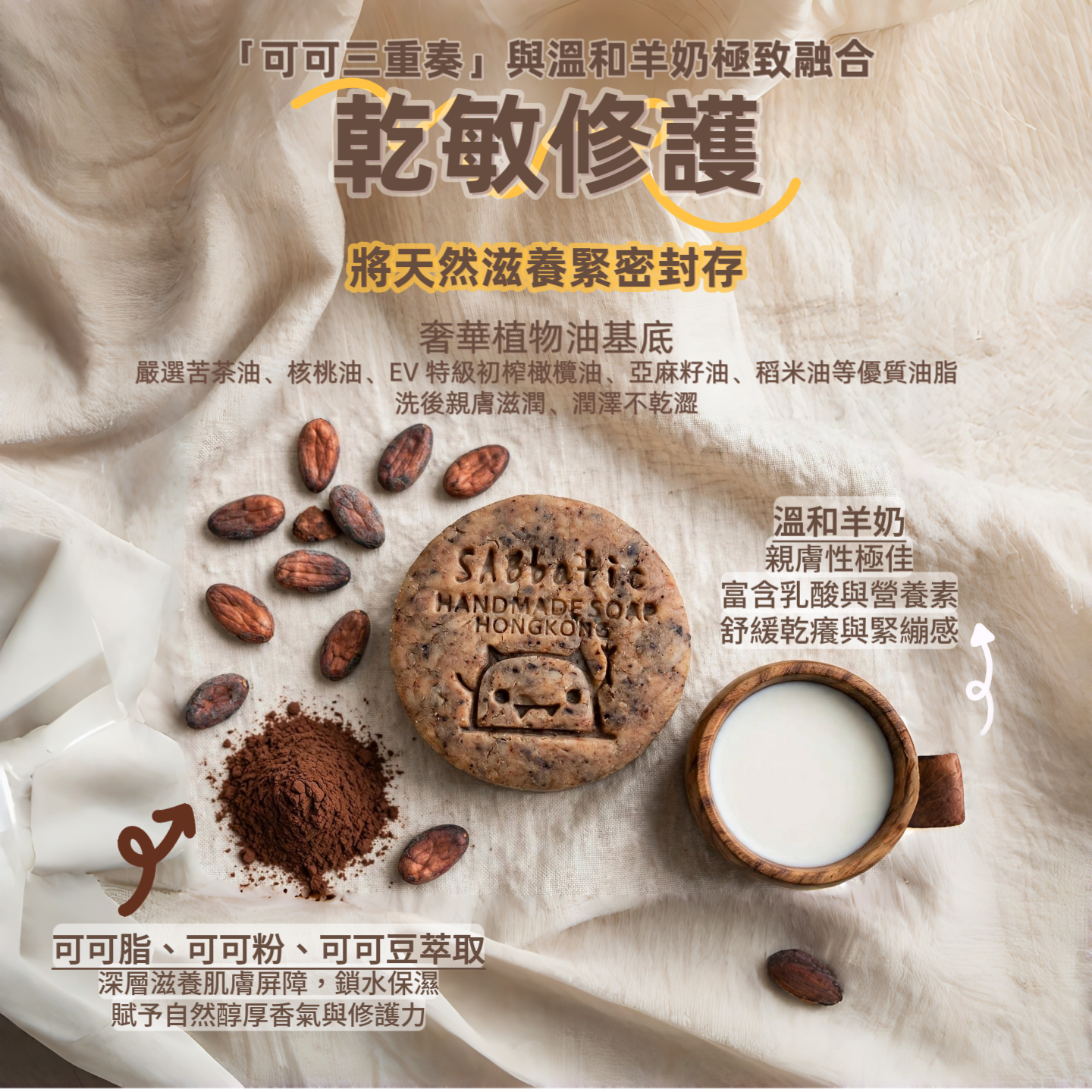 極潤可可 • 三重研磨皂~75g