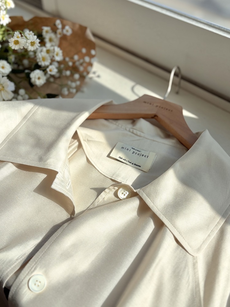 Silky Belted Trench Coat (Ivory)