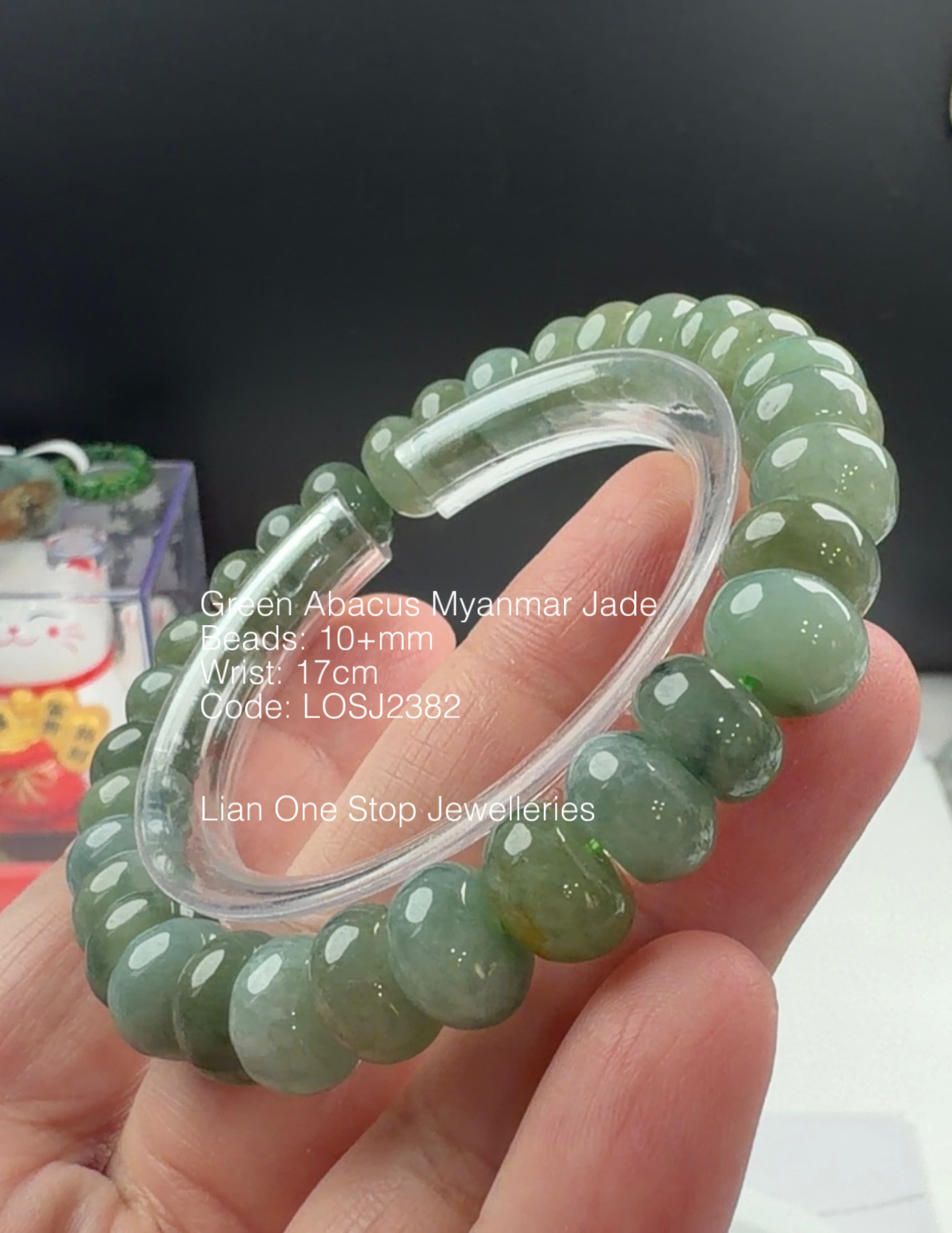 Code: LOSJ2382 Green Abacus Myanmar Jade 10+mm