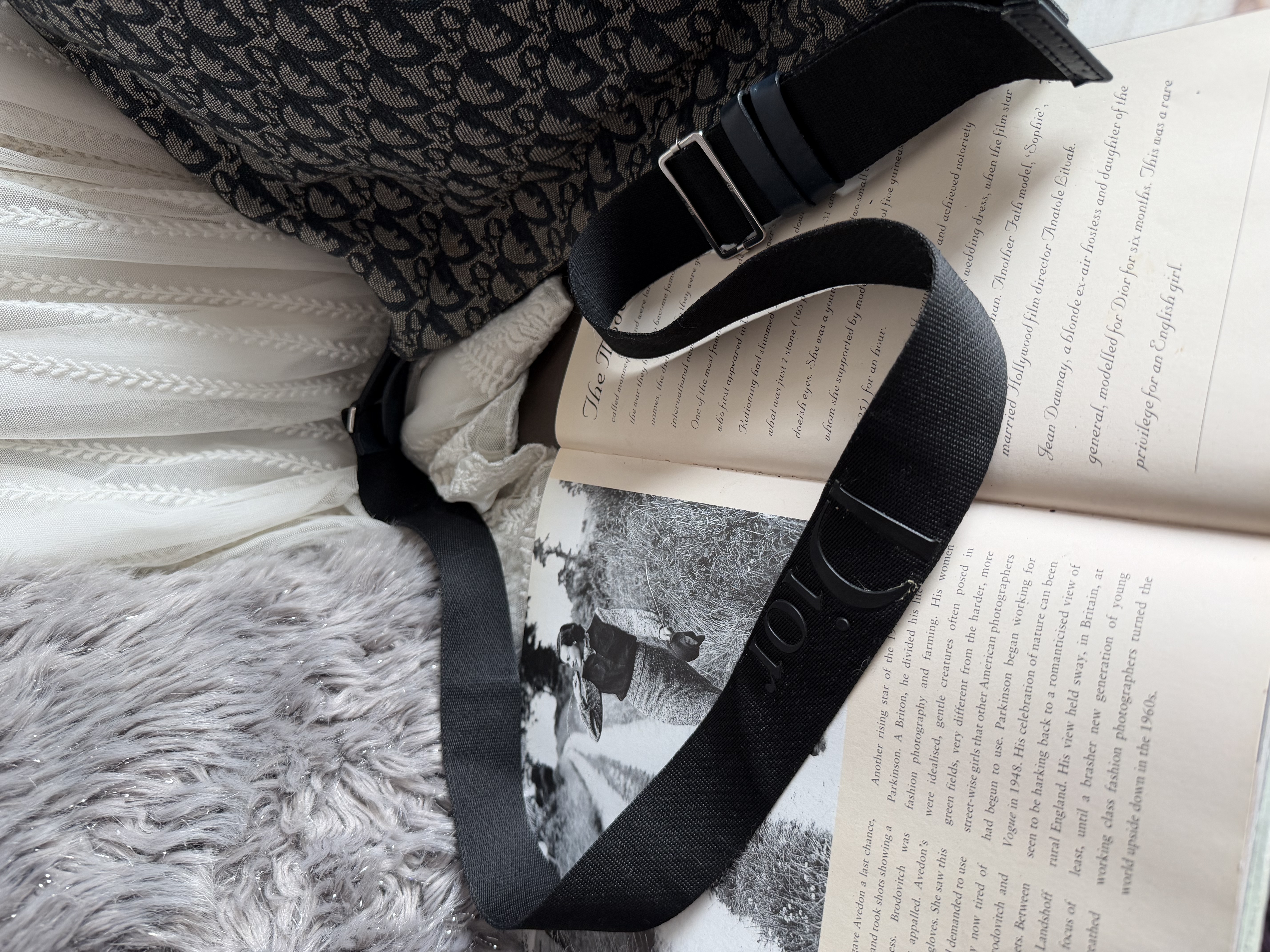 vintage dior navy monogram messenger bag