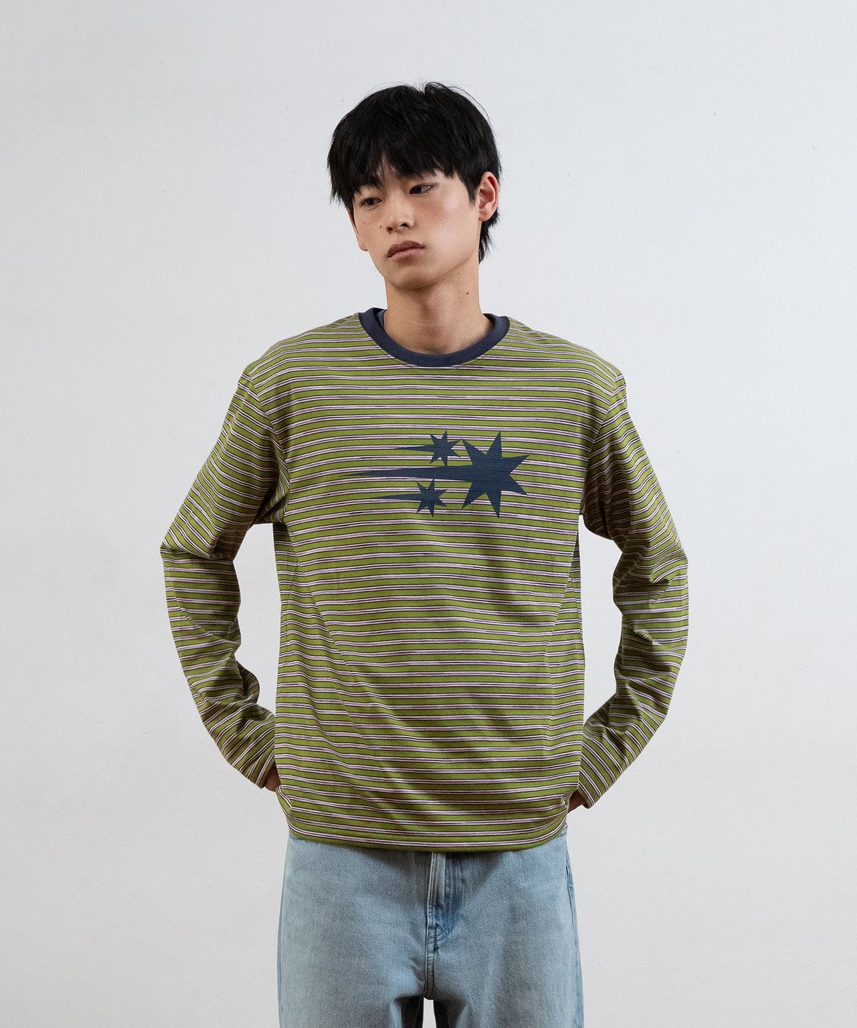 🇰🇷訂購｜niceghostclub NEW｜STRIPE 3STAR LS TEE 2色 