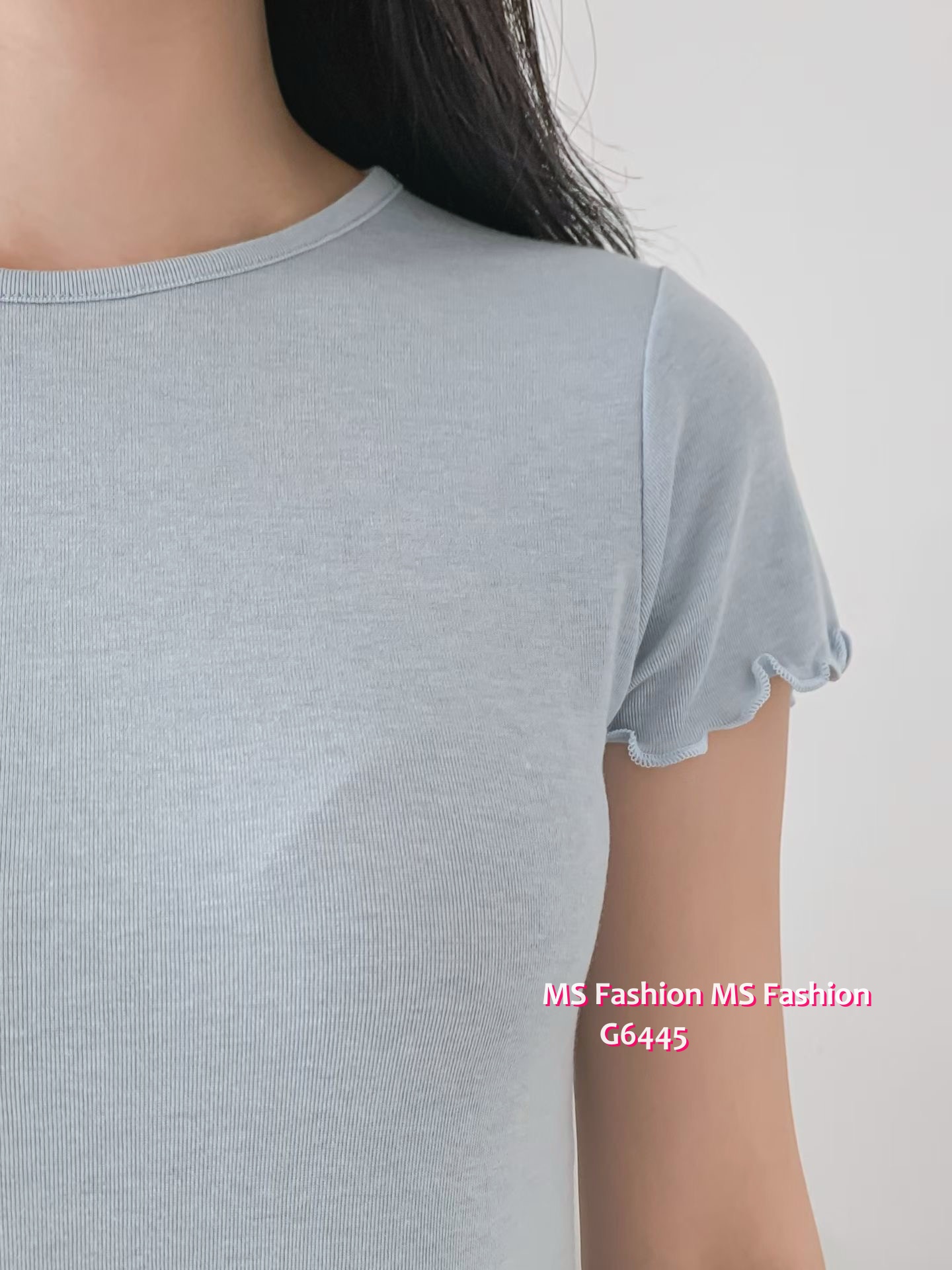 G6445 木耳邊淨色top