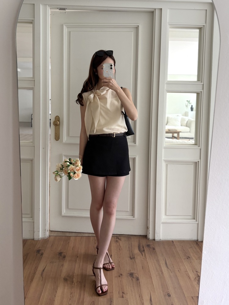 Sheer Tie-Neck Top (Cream)