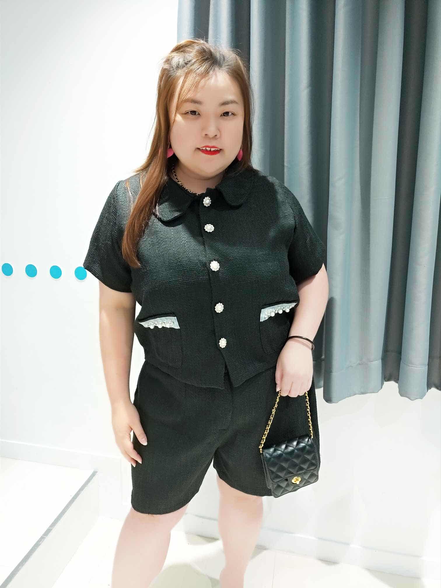 DSD06 珍珠钮小香风裤子套装