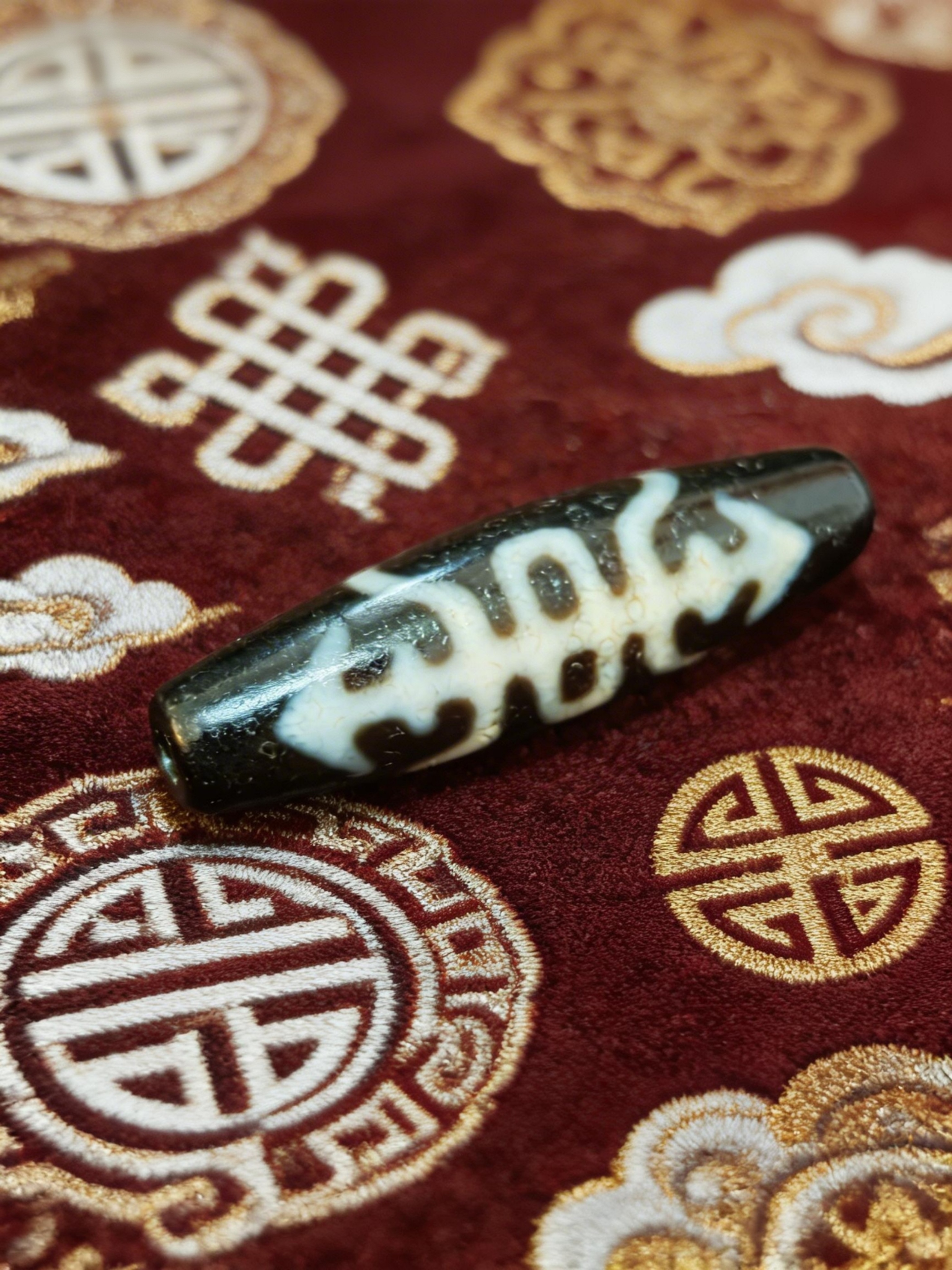 「黑白福壽天珠」26038