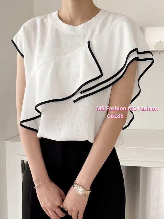 G6288 韓國🇰🇷靚料拼邊ruffle top