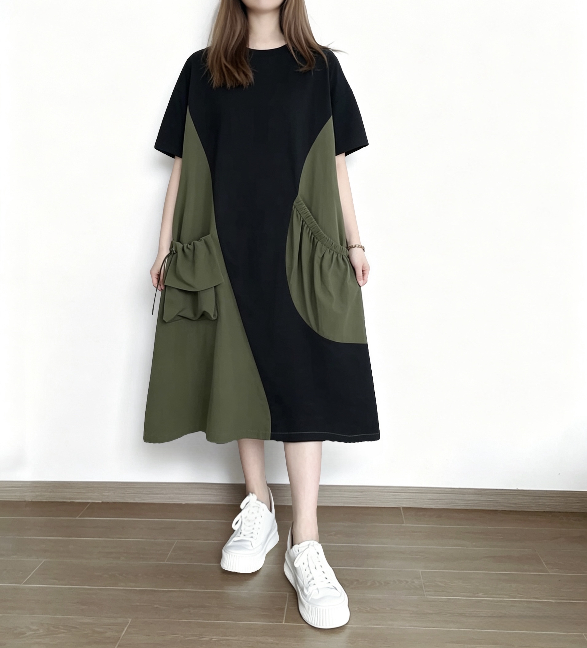 🌼春夏優惠🍀 拼色拼料大口袋Ops