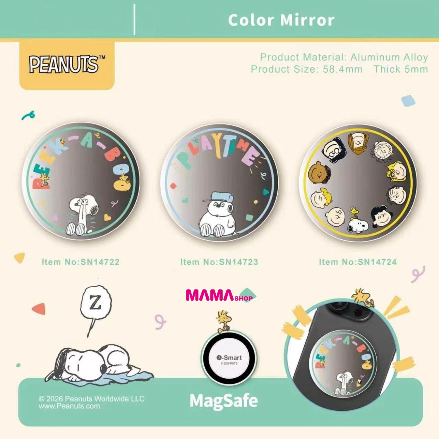 Snoopy史努比磁吸彩色自拍鏡 Color Mirror