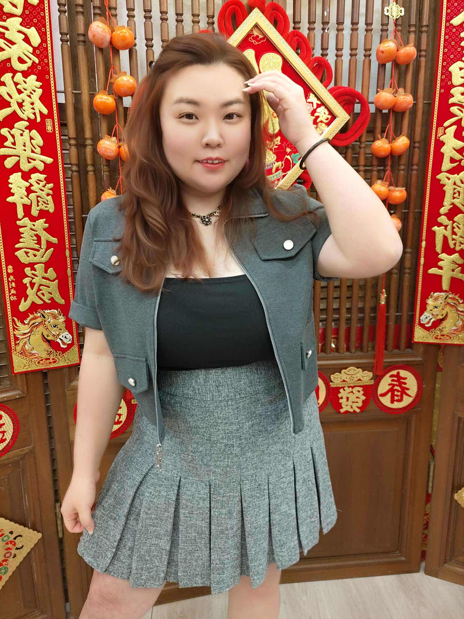 NFD04 TW#3858-1 毛呢百褶裤裙