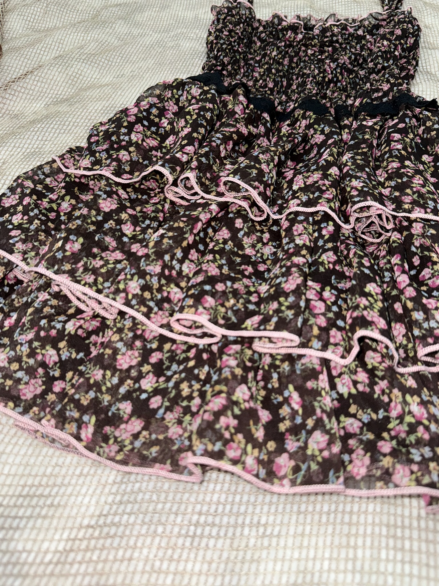 Y2K Gyaru Dark Floral Mesh Slip Dress