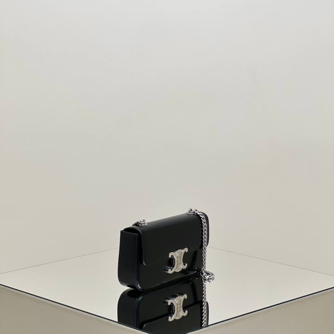 🔥大货实拍图 𝗖𝗘𝗟𝗜𝗡𝗘 ♥ 𝗧𝗥𝗜𝗢𝗠𝗣𝗛𝗘链条腋下包 型号：197993 尺寸：20.5*11.5*4cm