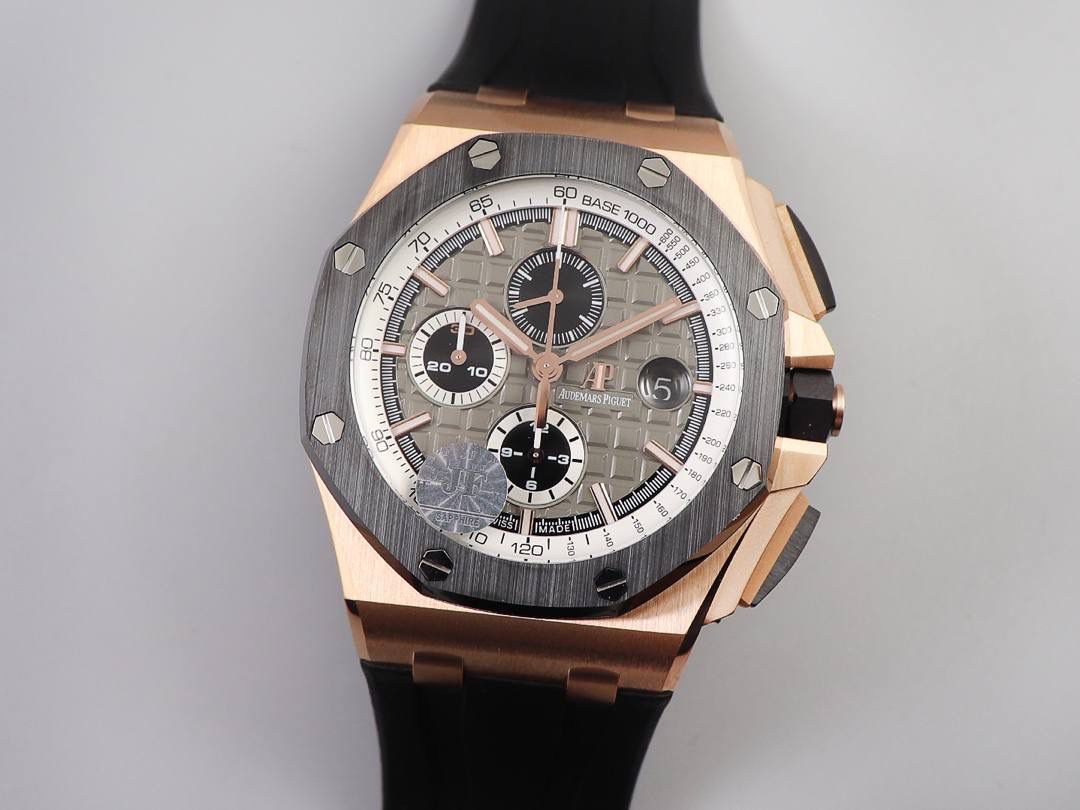 A.P皇家橡树离岸型26416RO计时系列，搭载12H 7750计时机芯，直径44MM.玫瑰金表壳 陶瓷圈口！ 最强A.P皇家橡树系列🔥💯