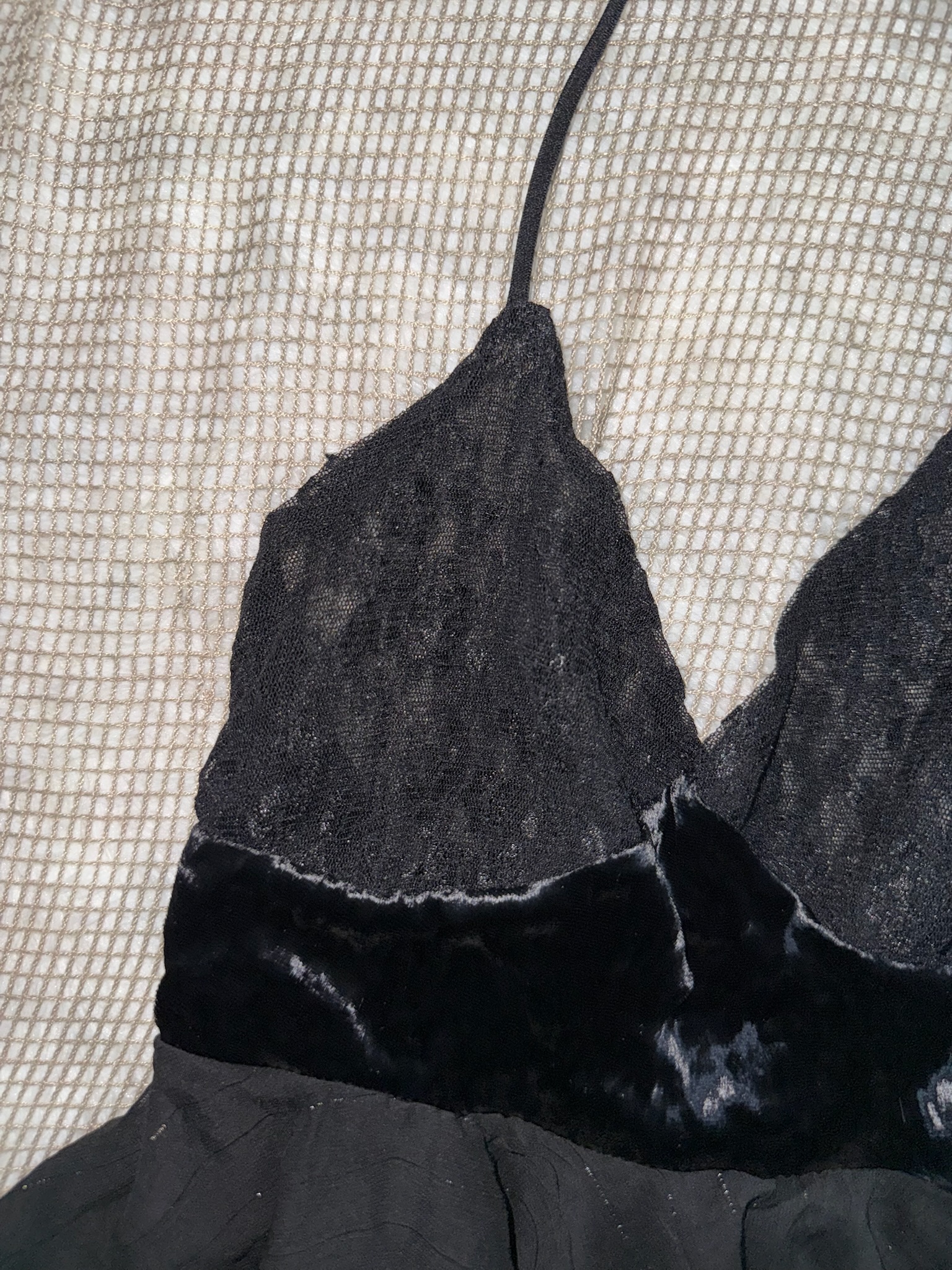 Gothic Halter Cami with Crushed Velvet Waistband