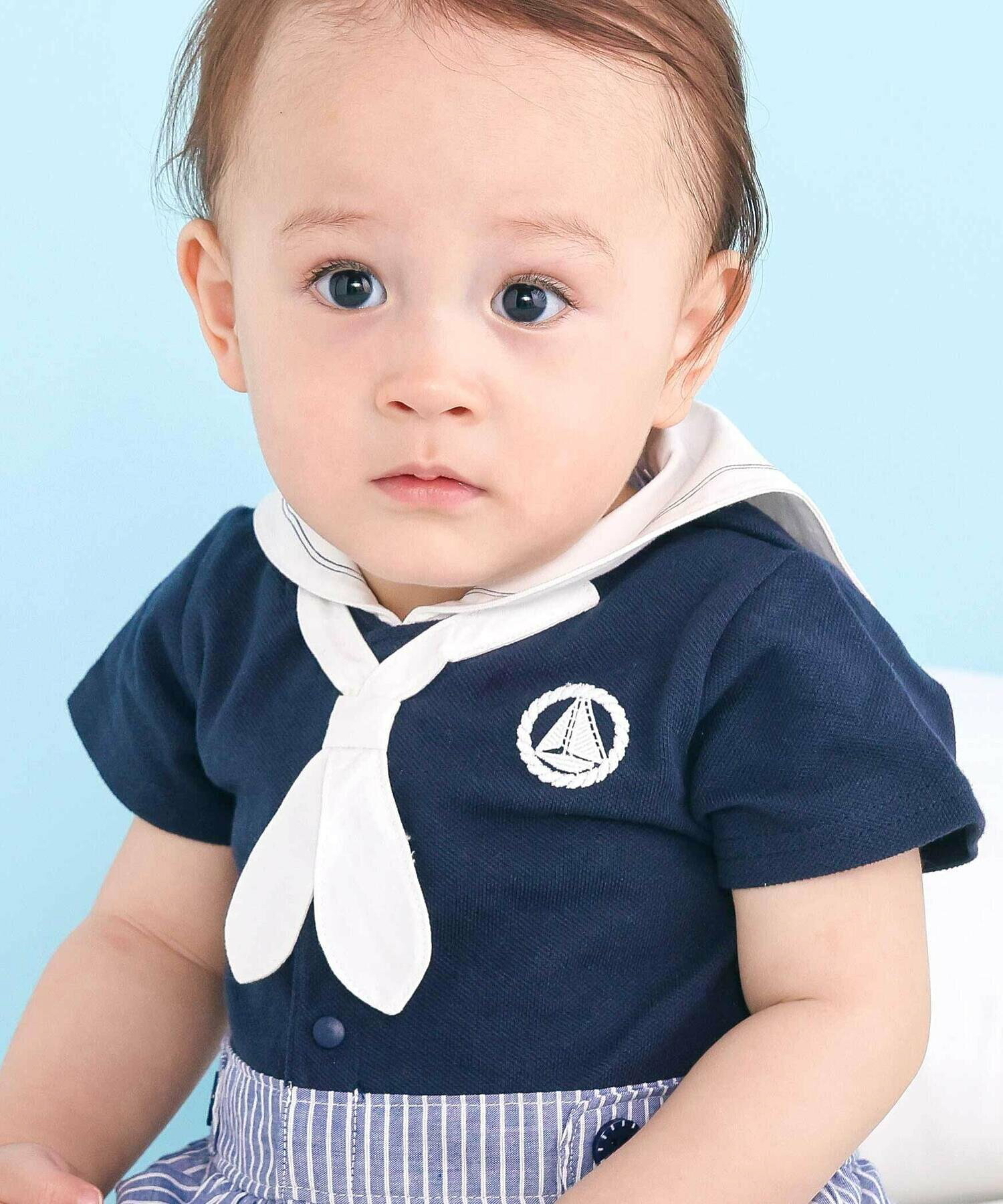 🇯🇵預訂 日本直送🇯🇵Slap Slip Baby兩色海洋風水手領短袖連身服