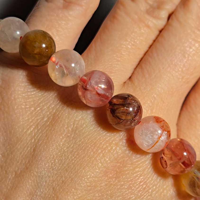 Fire quartz 9.3mm bead bracelet - JW121