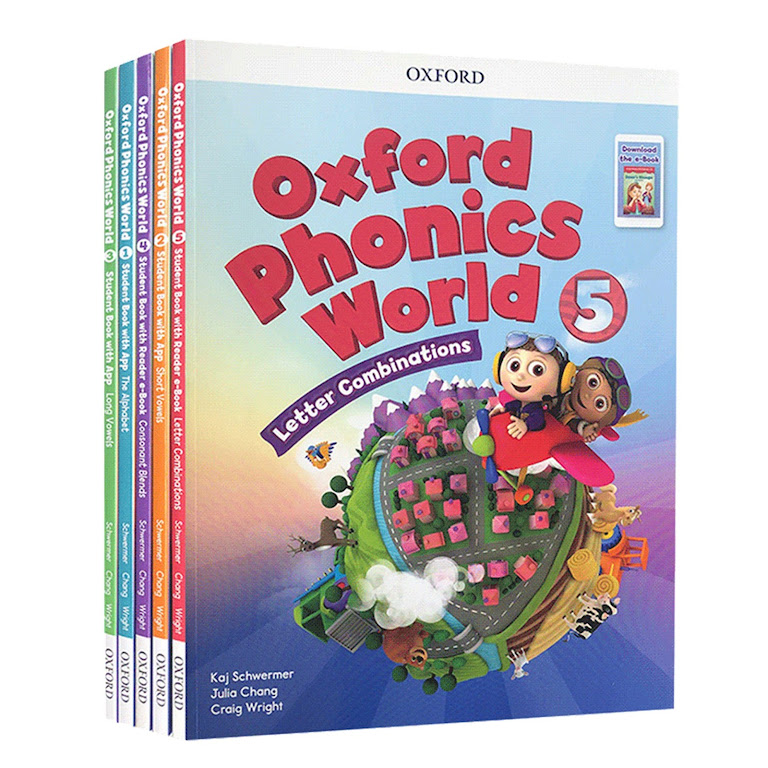 Oxford Phonics World 5+5 牛津自然拼讀教材｜5 books + 5 workbooks｜點讀版