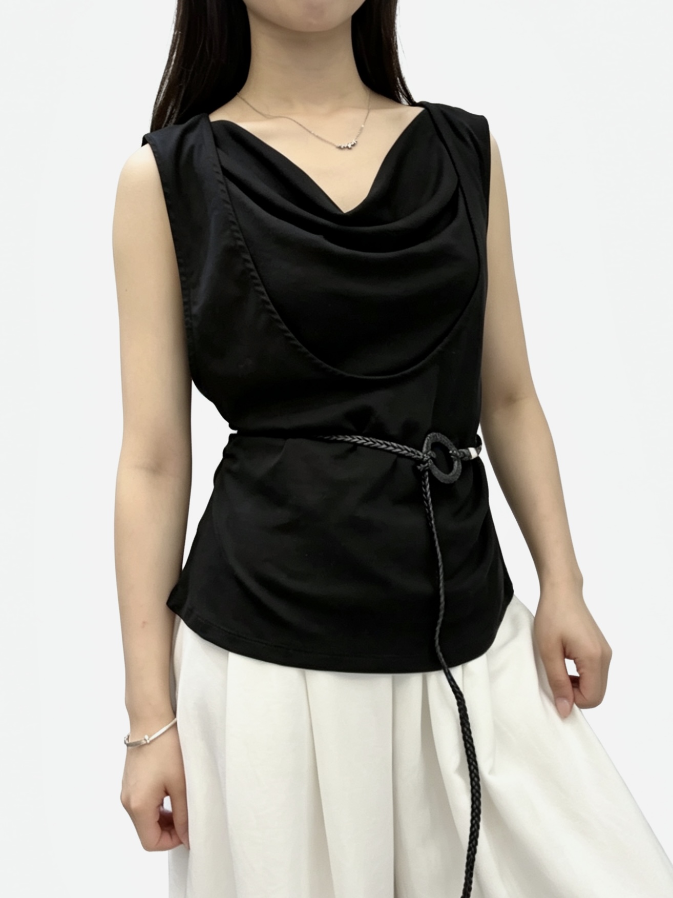 盪領假兩件背心