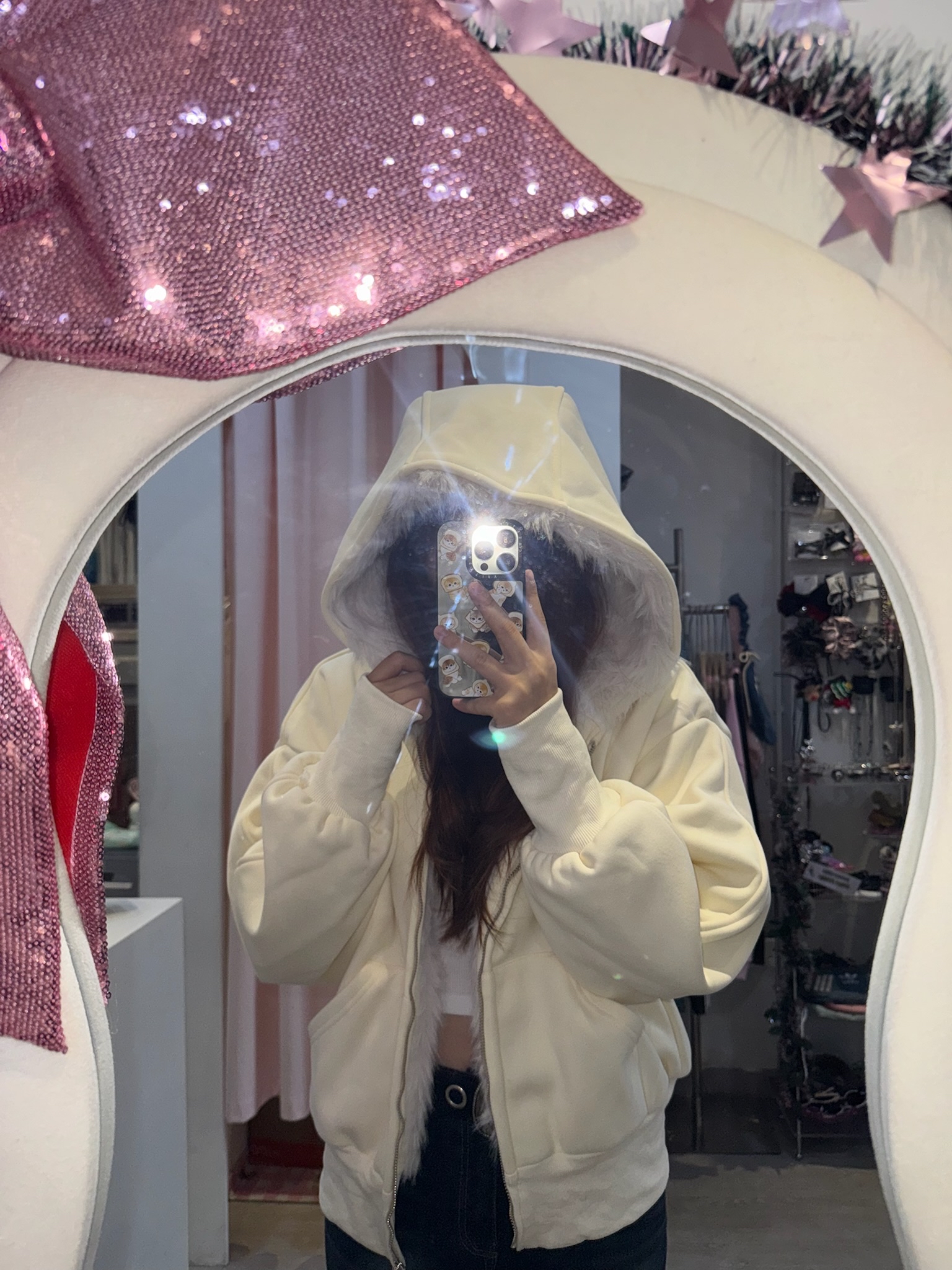 已售罄❌ 東大門秋冬毛毛帽厚毛款jacket （2colour）