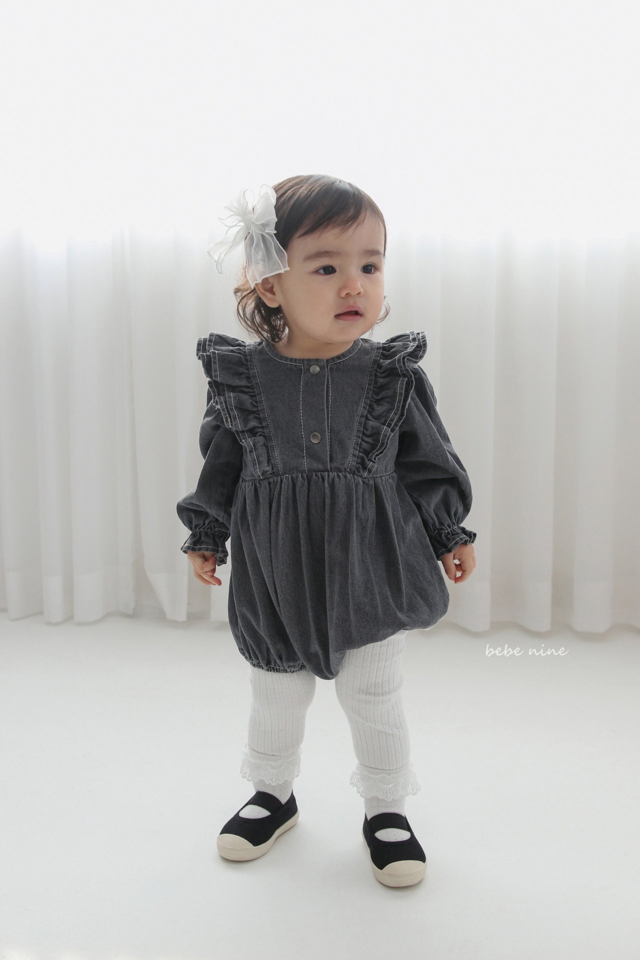 🌸預訂 韓國直送🌸🇰🇷Bebenine兩色荷葉邊牛仔長袖包屁衣