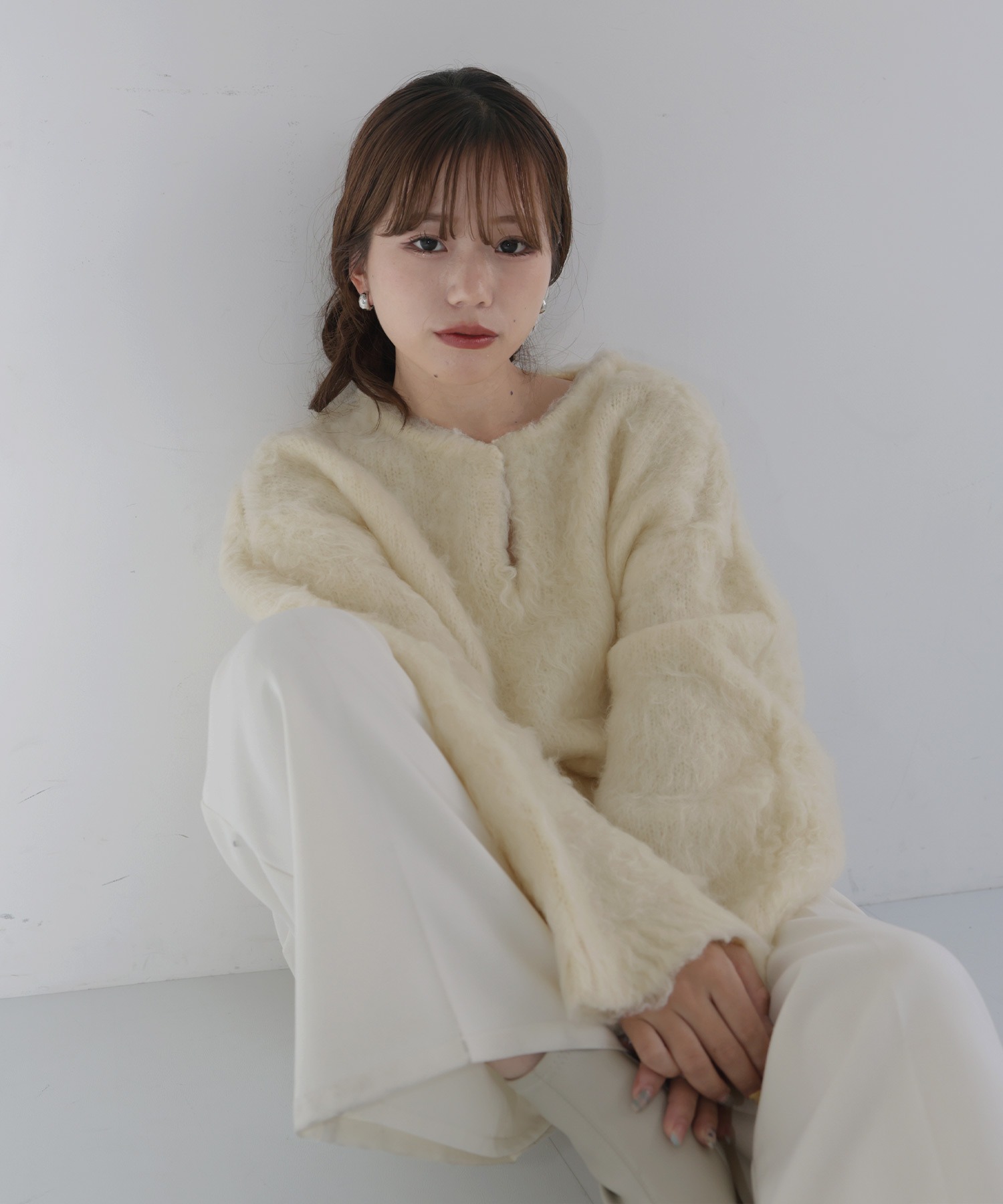 慵懶感 V領長毛針織衫【JT017】