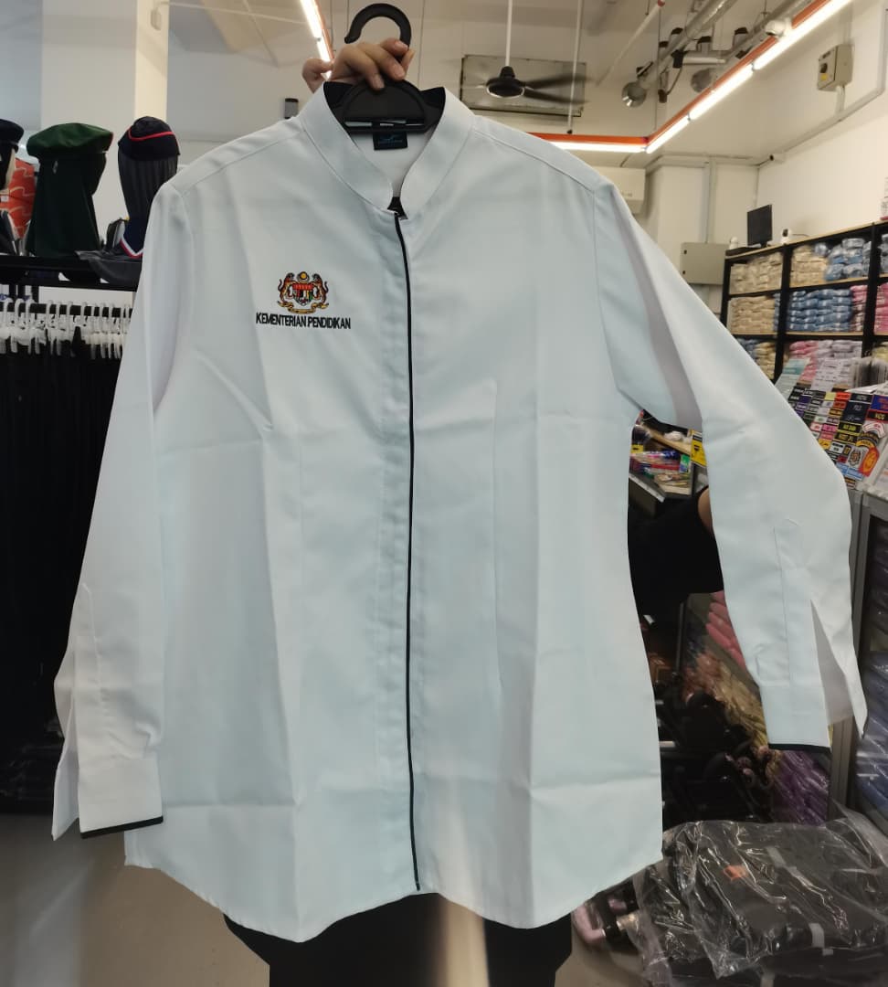 Baju Korporat KPM Putih Cikgu Edisi Terkini Termasuk LOGO Kemeja Lelaki/Perempuan/Muslimah