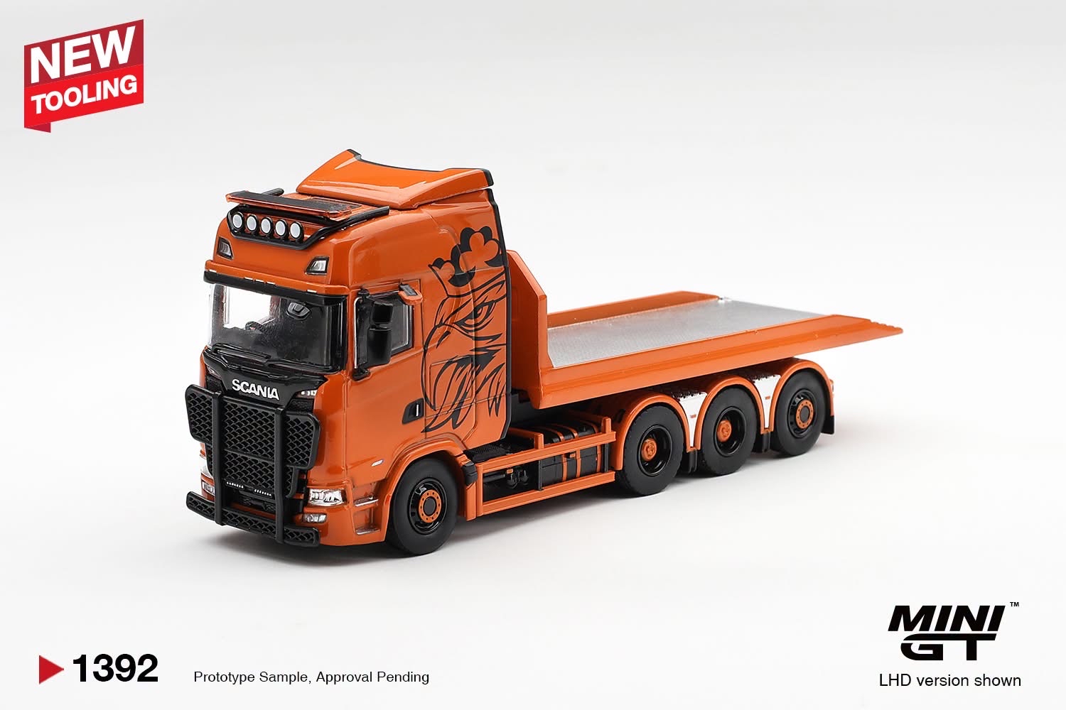 (預訂 Pre Order) Mini GT ( MGT01392-R ) Scania 770S B8x4NA Hooklift Flatbed Orange