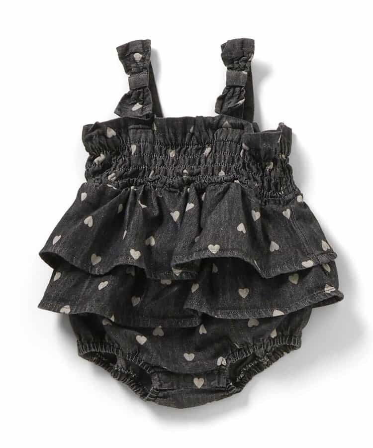 🇯🇵預訂 日本直送🇯🇵Apres les cours兩色花花愛心滿印褶皺吊帶牛仔包屁裙