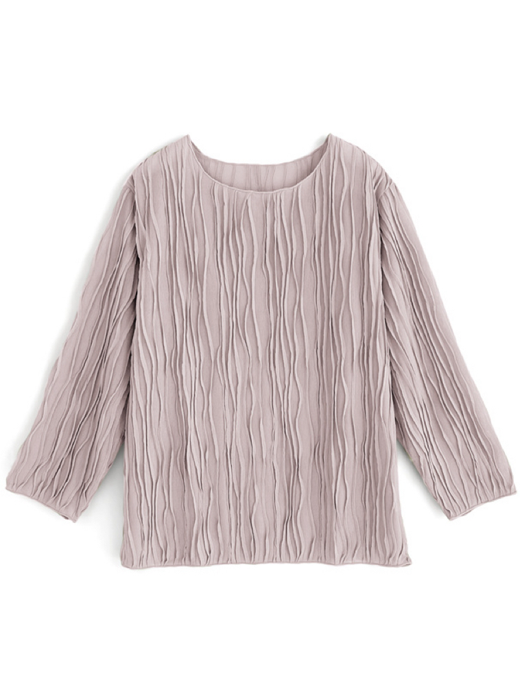 50%透感立體波浪上衣(JP)[粉紅色]358700