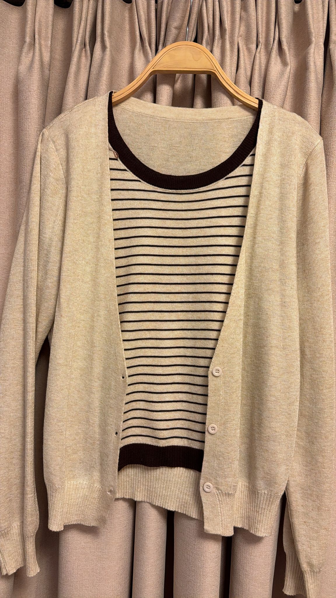 薄款春裝條紋針織假兩件