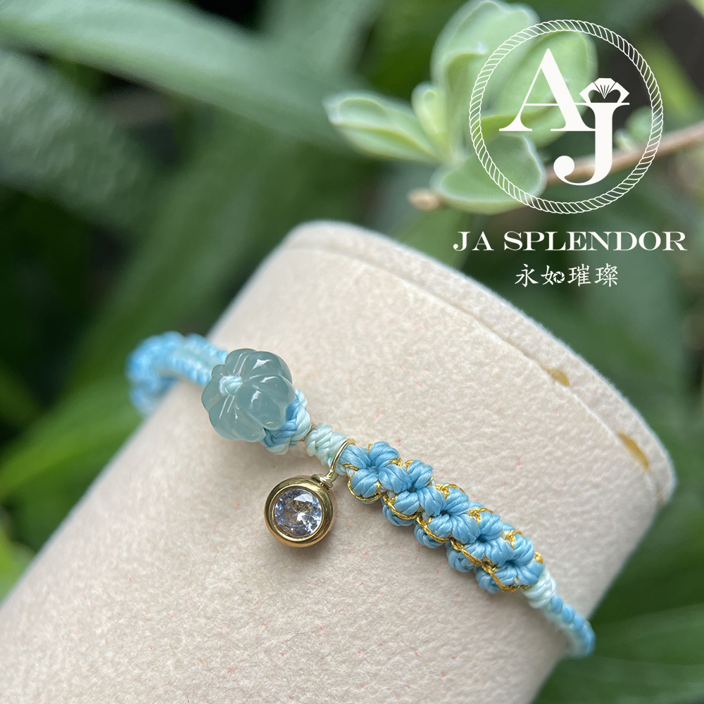 FBG26-H02 天然翡翠A玉 冰種花開手繩（私人訂制）