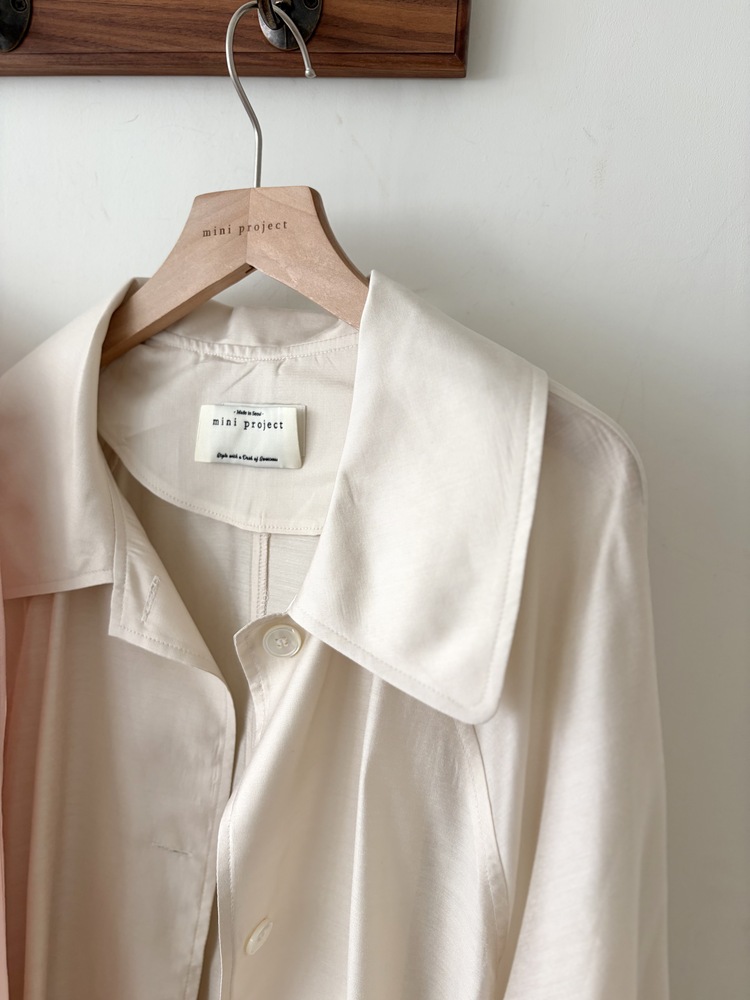 Silky Belted Trench Coat (Ivory)