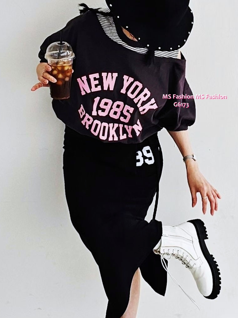 G6173 韓國🇰🇷露單肩字母top