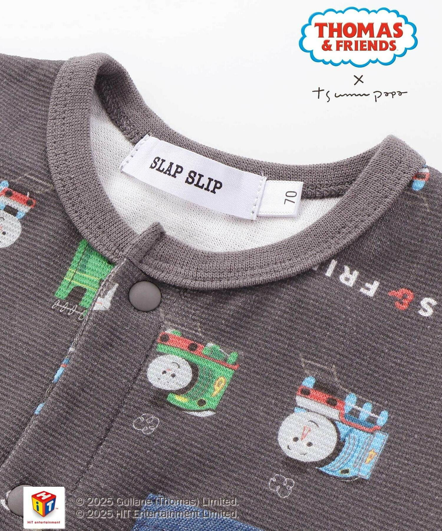 🇯🇵預訂 日本直送🇯🇵Slap Slip Baby x Thomas系列兩色小火車滿印口袋短袖連身服