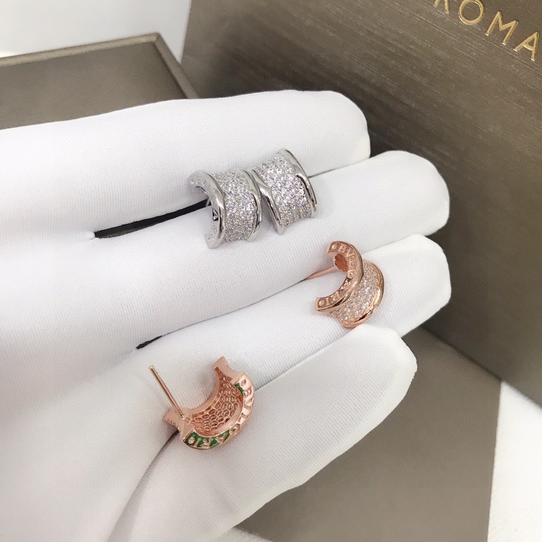 【原單】BVLGARI  滿鑽小蠻腰耳環 - 禮盒裝