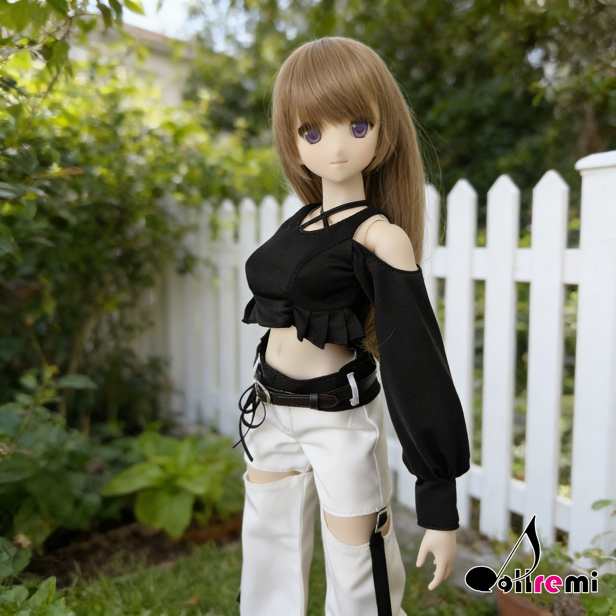 【dollremi】(DD0917B) 露肩長袖短款上衣 Off-shoulder long sleeve crop top