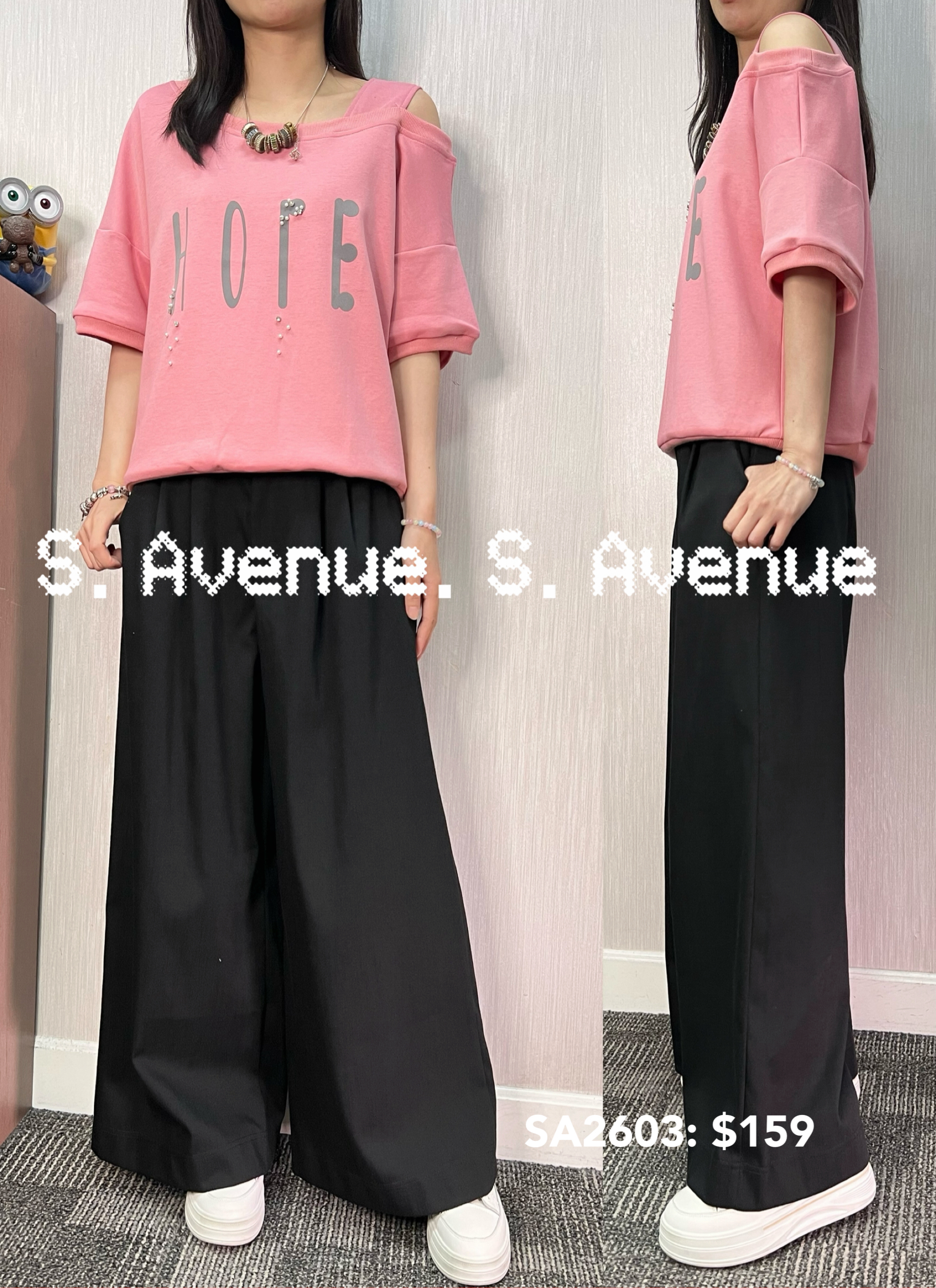 SA2603: 短袖側露膊英文字tee