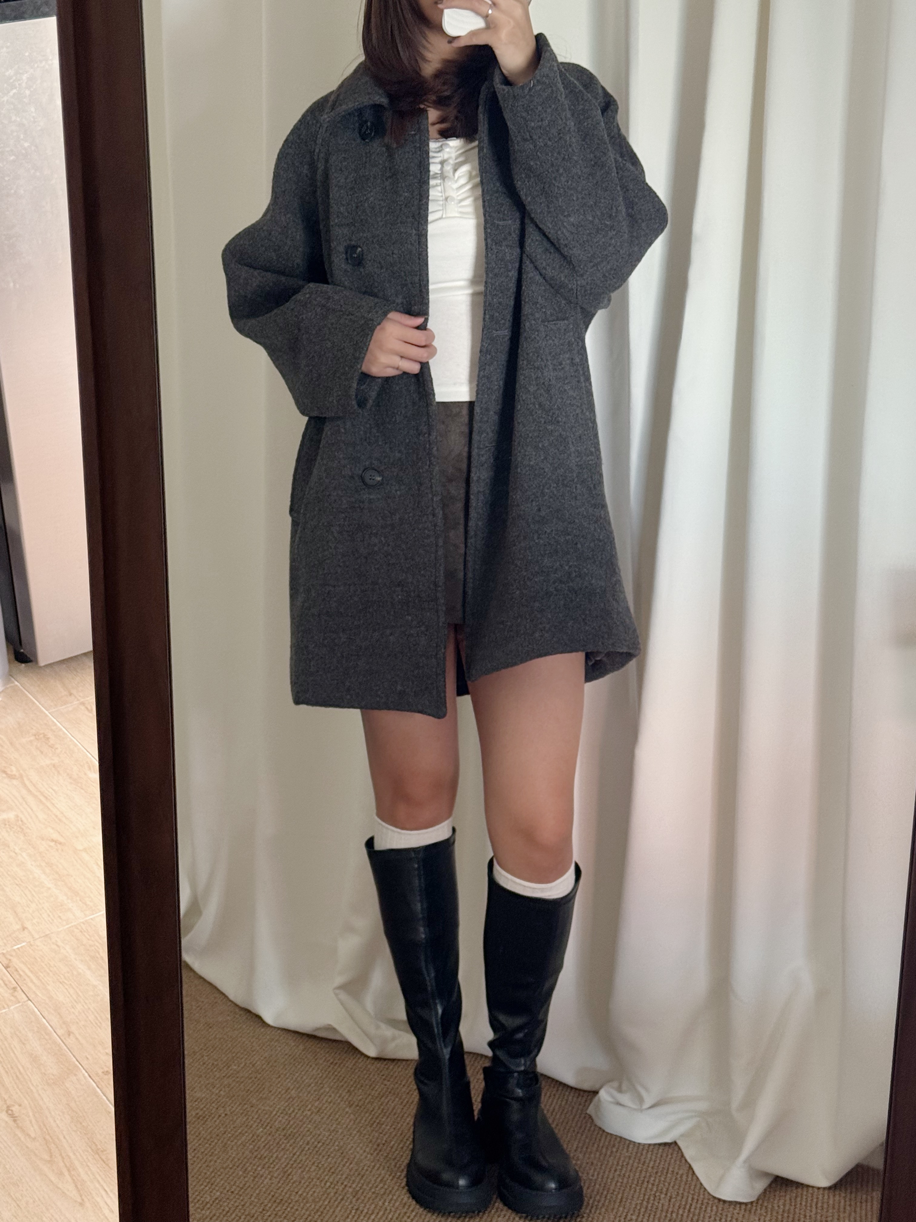 [100%wool🐑][高質大衣!]翻領羊毛中長大衣(兩色入)