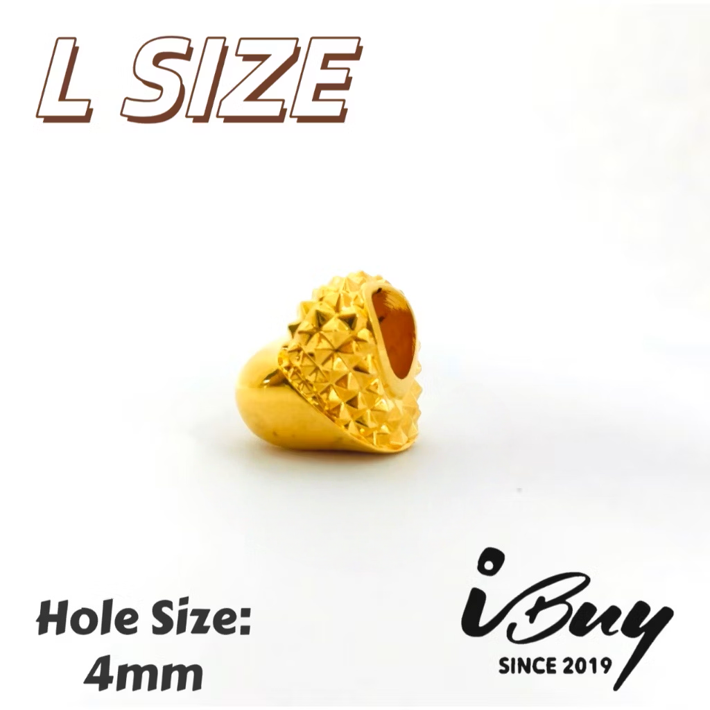 916 HARD GOLD HALF-DIAMOND HEART PATTERN CHARM BAED 916 硬金半菱纹爱心串咀