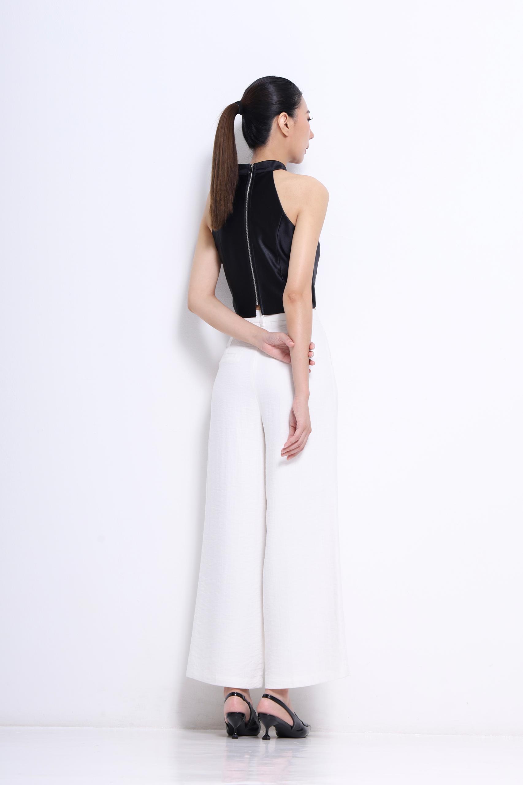 CB2729 HALTER SATIN CROP TOP