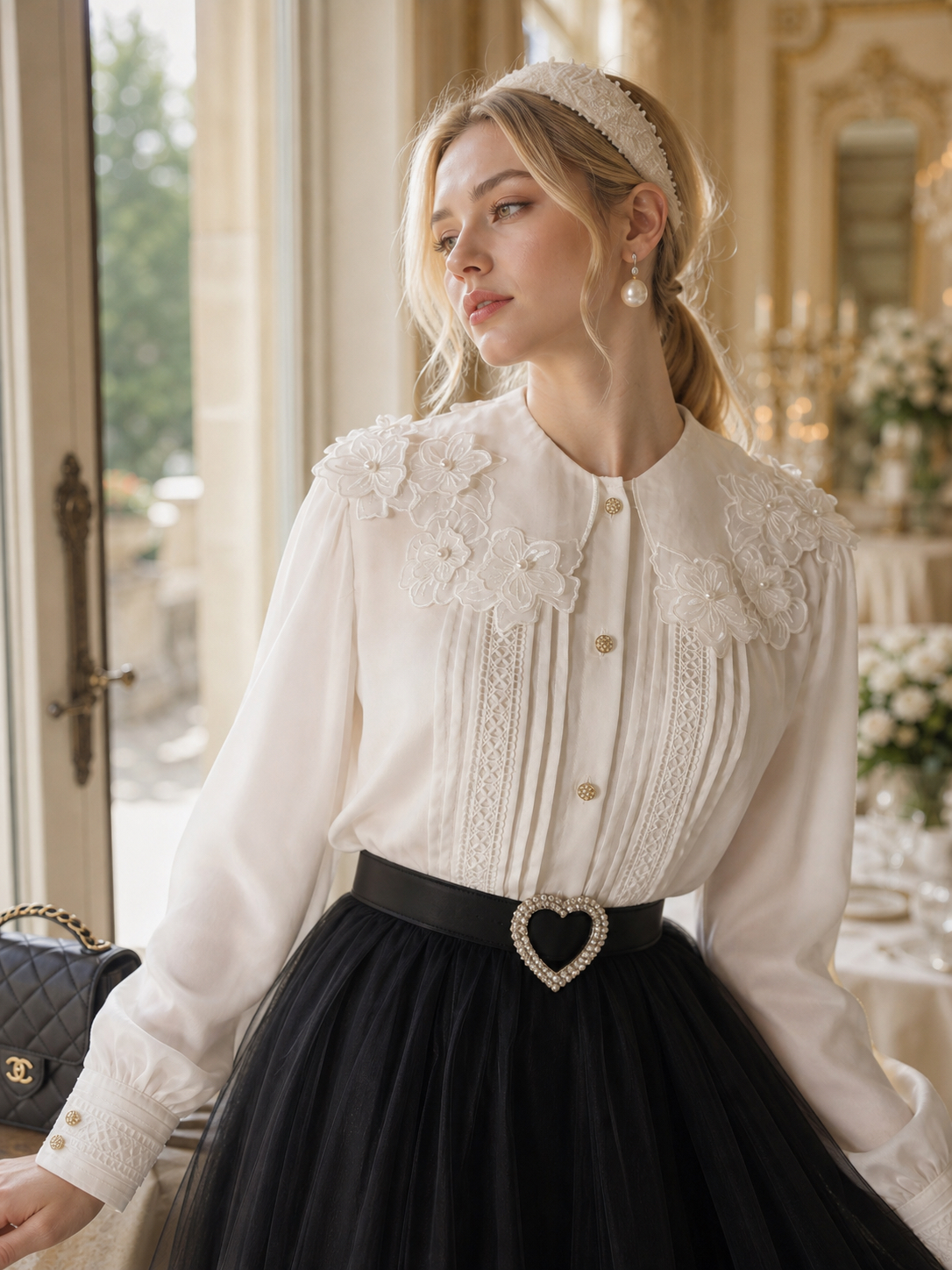 維多利亞立體花瓣柯根紗公主禮服 Victorian Ethereal Petal Organza Gown