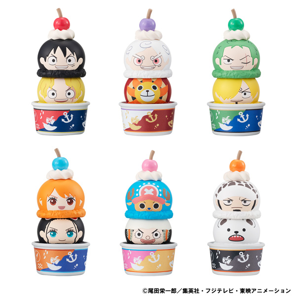 (預訂訂金 $200) (總價 $396) (魂限) MegaHouse Tsumichen One Piece 海賊王 雪糕造型公仔 (原盒6盒) (1套6款) (連特典華夫筒杯造型) (行版)